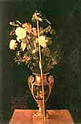 پرده رنگ روغنى(کار کمال الملک):طبيعت بيجان با گلدان و پرنده شکارشده ،  تهران، 1312 هـ ق.