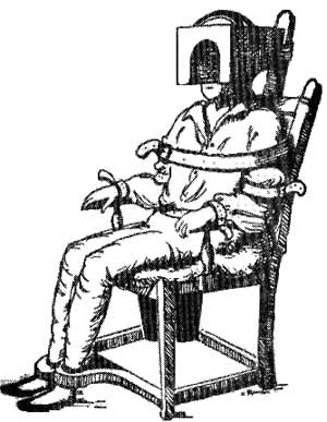 یک �صندلی آرام‌ساز� که پیرامون سال‌های ۱۸۰۰ در یک بیمارستان پنسیلوانیا برای در بند کردن بیماران به‌کار می‌رفت.
