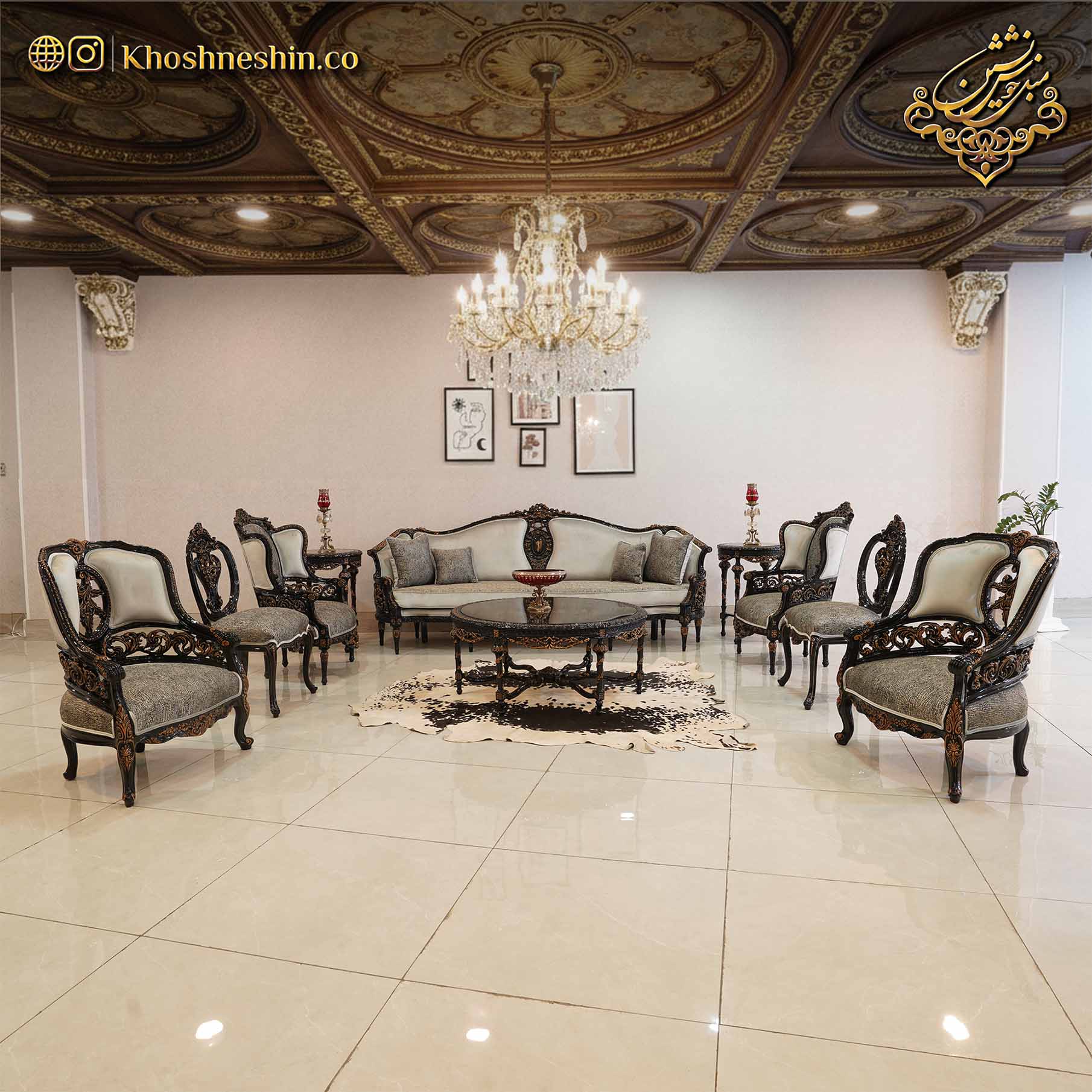 مبل استیل شیک با پارچه پوست ماری طوسی