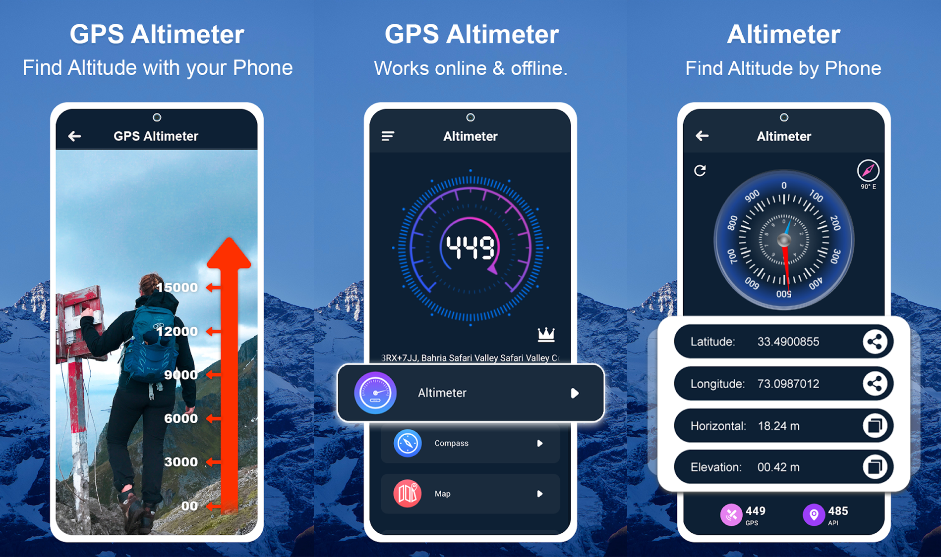 اپلیکیشن GPS Altimeter - Altitude App