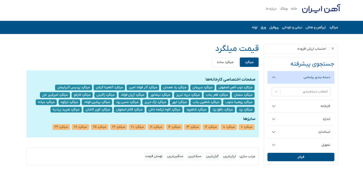 قیمت میلگرد در آهن ایران